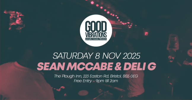 Flyer for Good Vibrations event at The Plough Inn Bristol on 8 November 2025.
